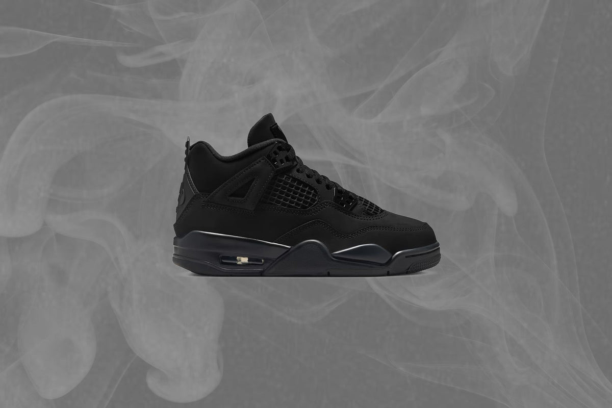 Air Jordan 4 Retro 'Black Cat' (GS) - Black/Light Graphite