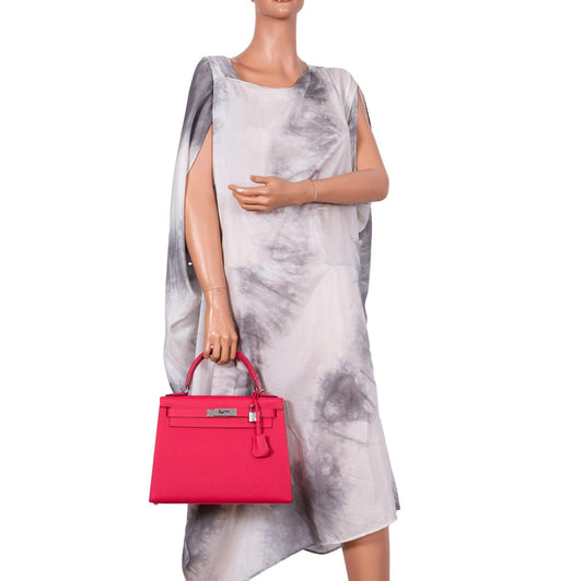 Hermes Kelly 28 Sellier Rose Extreme Epsom leather Palladium Hardware - 2019, D