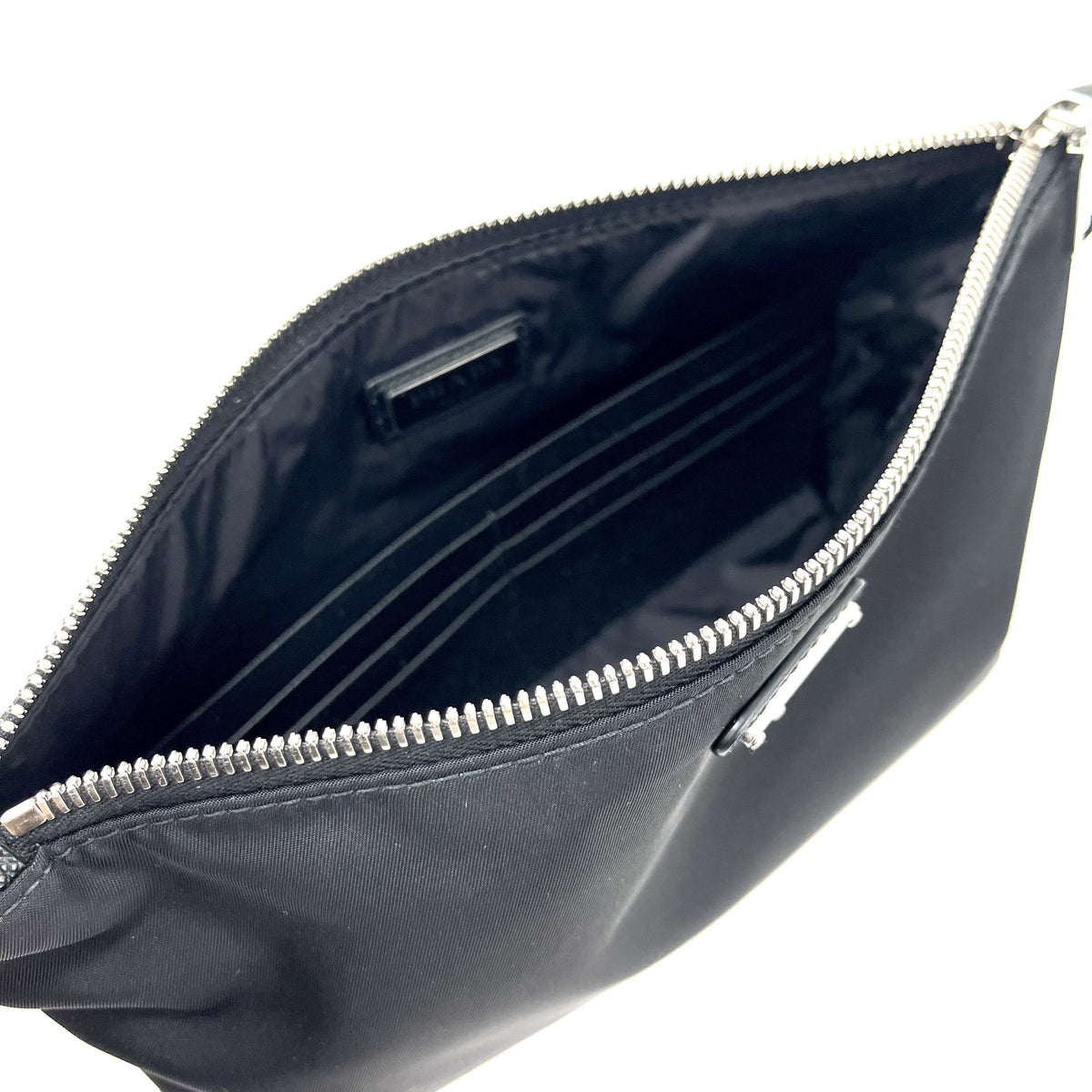 PRADA Saffiano-Trimmed Tessuto Wristlet