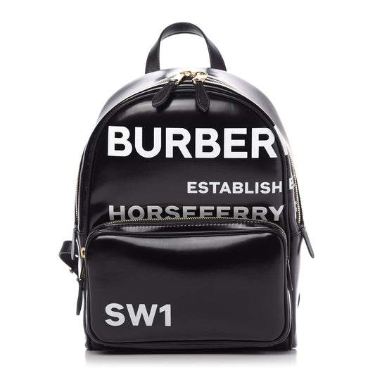 Coated Canvas Horseferry Print Backpack Black
