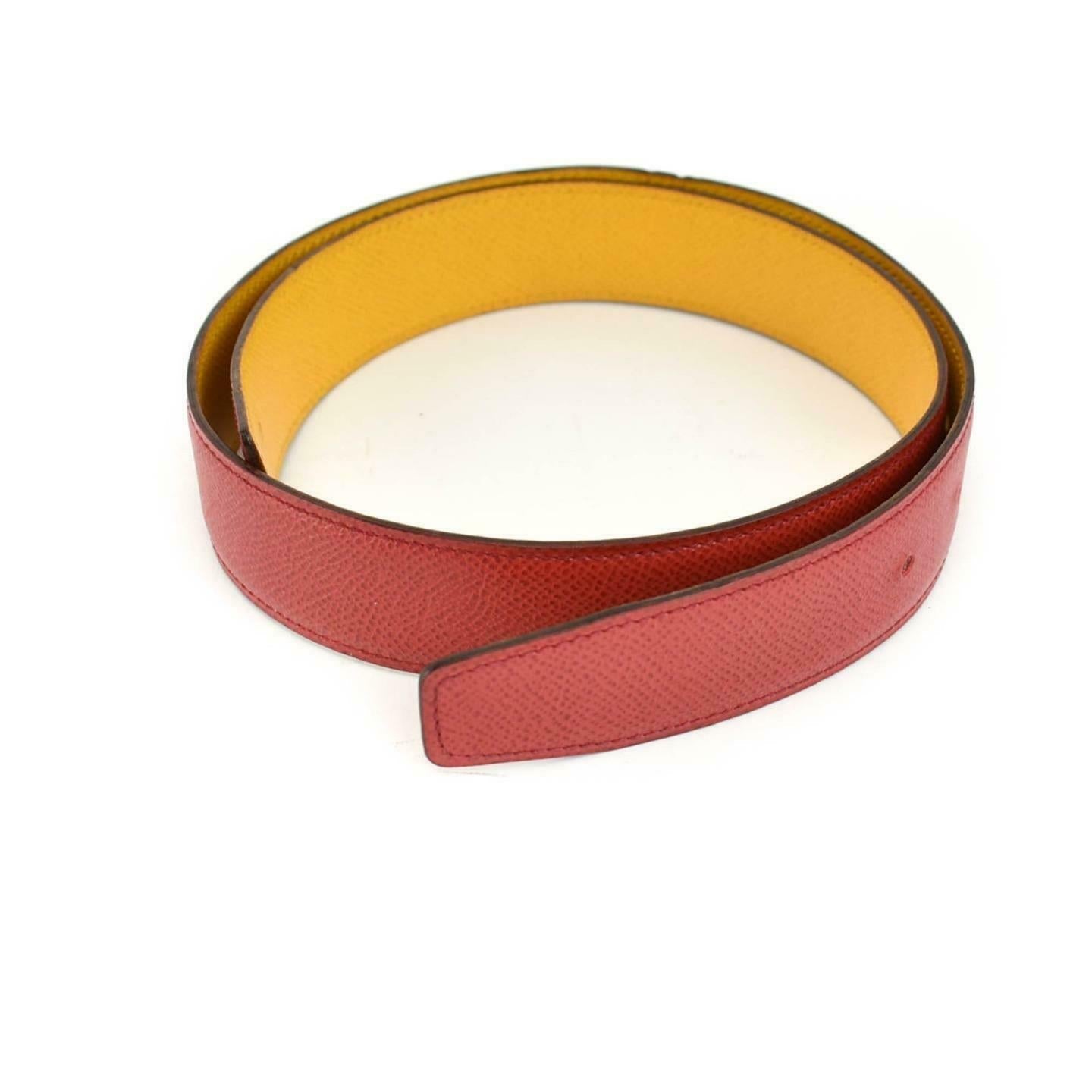 HERMES: Red/Golden Yellow Reversible Leather & 