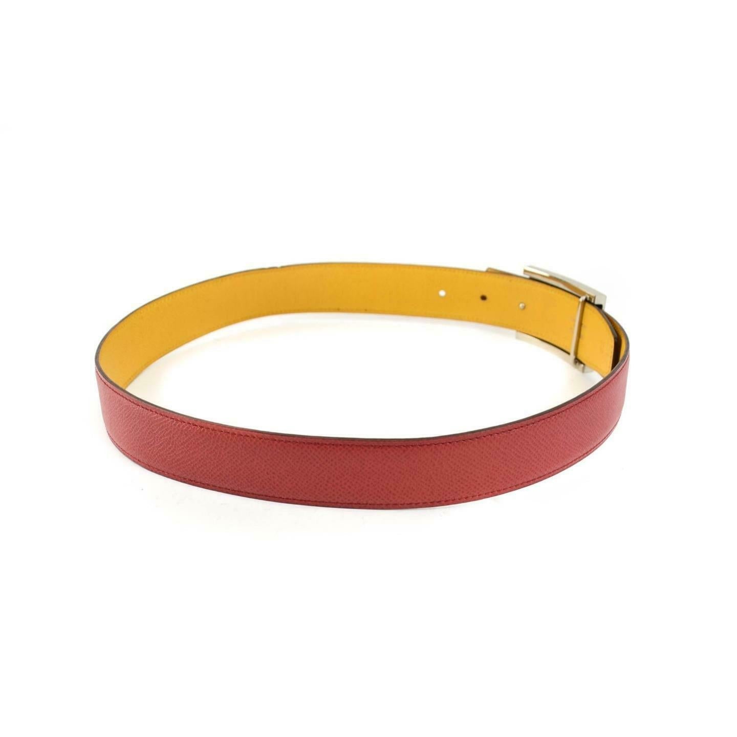 HERMES: Red/Golden Yellow Reversible Leather & 