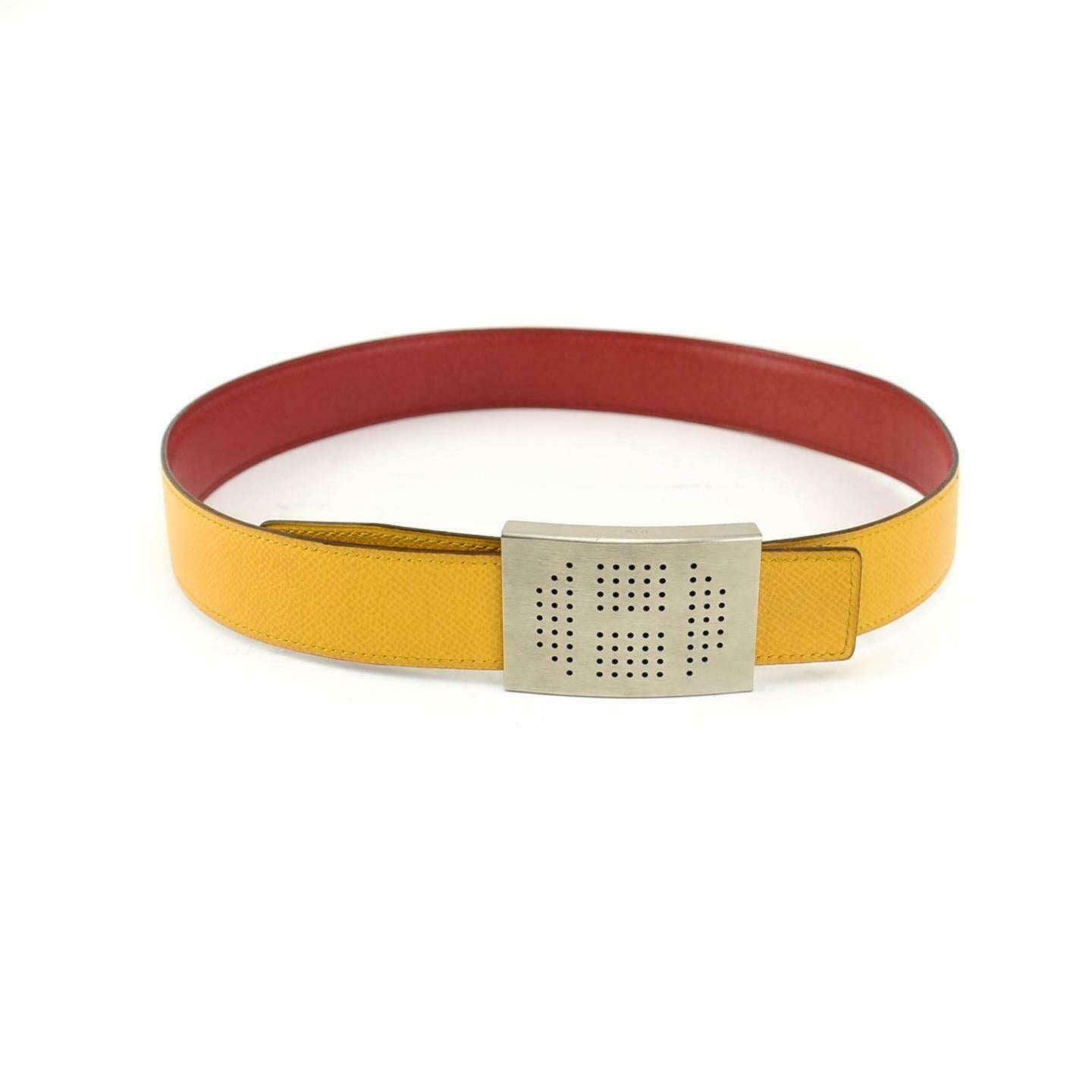 HERMES: Red/Golden Yellow Reversible Leather & 