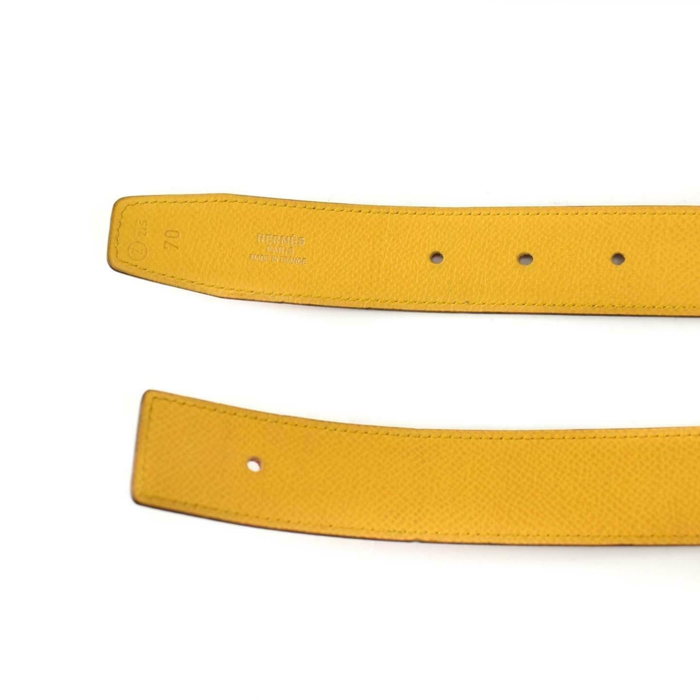 HERMES: Red/Golden Yellow Reversible Leather & 