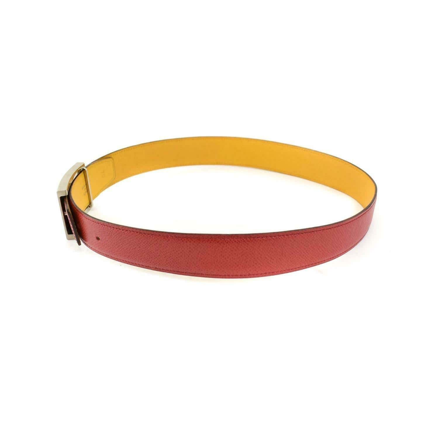 HERMES: Red/Golden Yellow Reversible Leather & 