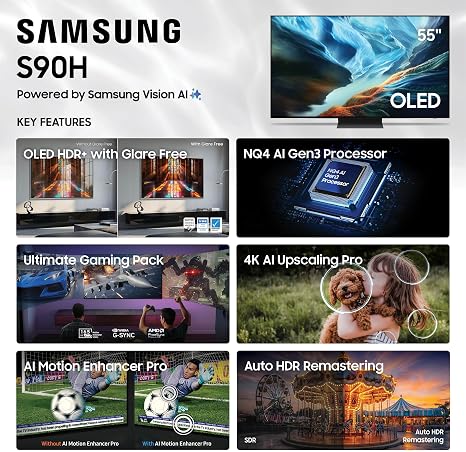 Samsung 55-Inch Class S90H Series, OLED, 4K, Smart TV, 2026 Model