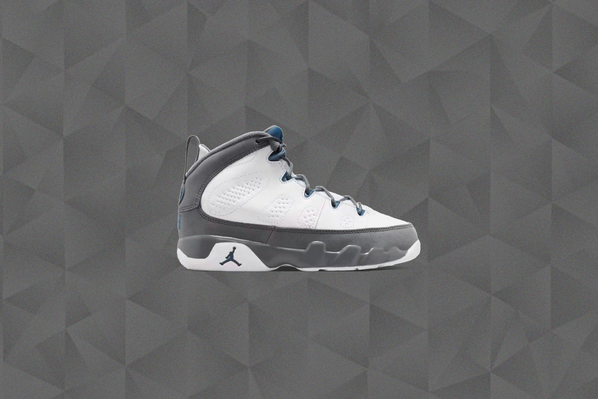 Air Jordan 9 Retro 'Flint Grey' (PS) - White/French Blue/Flint Grey