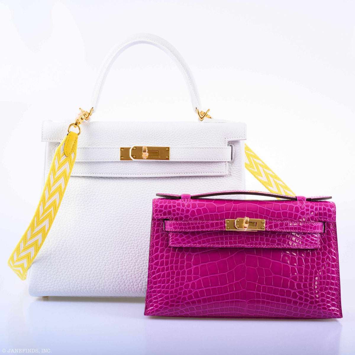 Hermes Kelly Mini Pochette Rose Scheherazade Shiny Alligator Gold Hardware - 2019, D