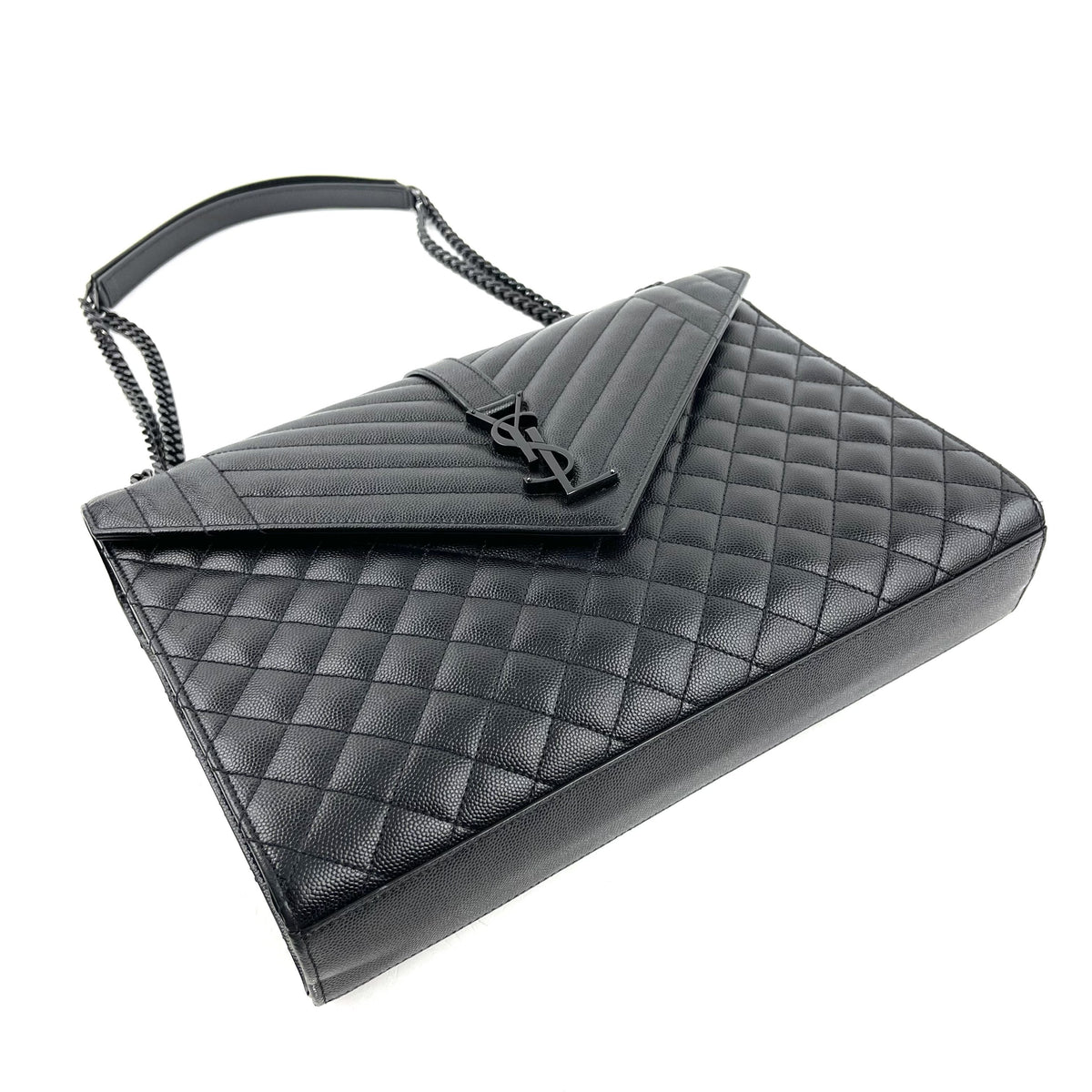 SAINT LAURENT Lg Triquilt Monogram Matelasse Envelope Bag