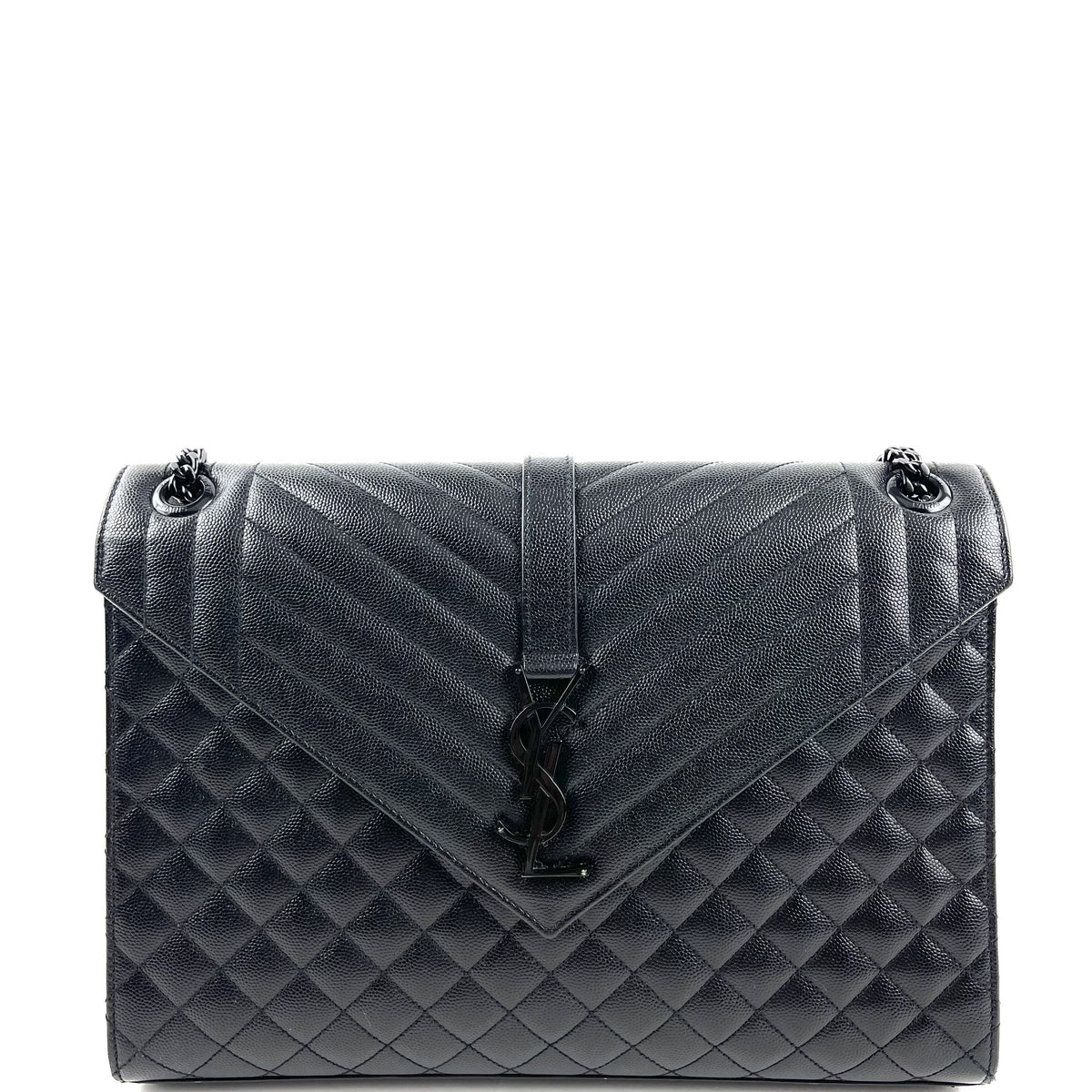 SAINT LAURENT Lg Triquilt Monogram Matelasse Envelope Bag