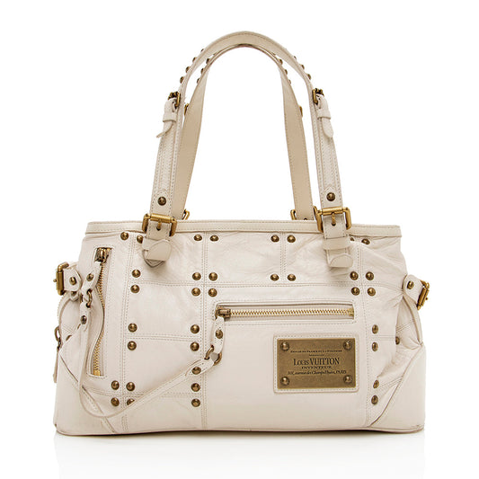 Louis Vuitton Leather Limited Edition Riveting Satchel (SHF-15156)