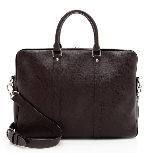 Louis Vuitton Taiga Leather Porte Documents Voyage Briefcase (SHF-18195)