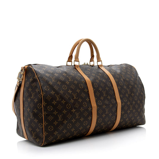 Louis Vuitton Vintage Monogram Canvas Keepall Bandouliere 60 Duffel Bag (SHF-16878)