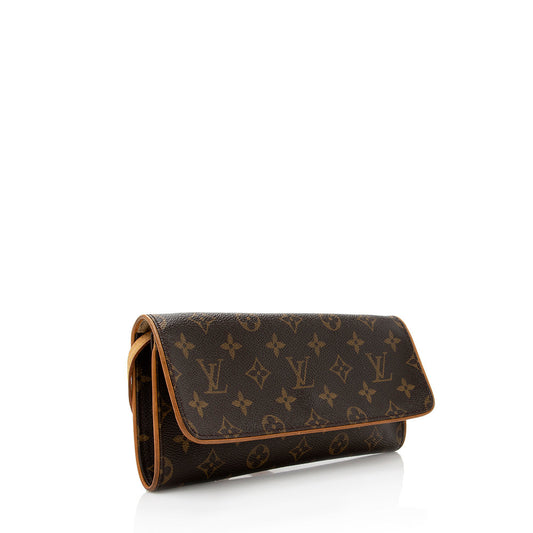 Louis Vuitton Vintage Monogram Canvas Pochette Twin GM Shoulder Bag (SHF-18466)