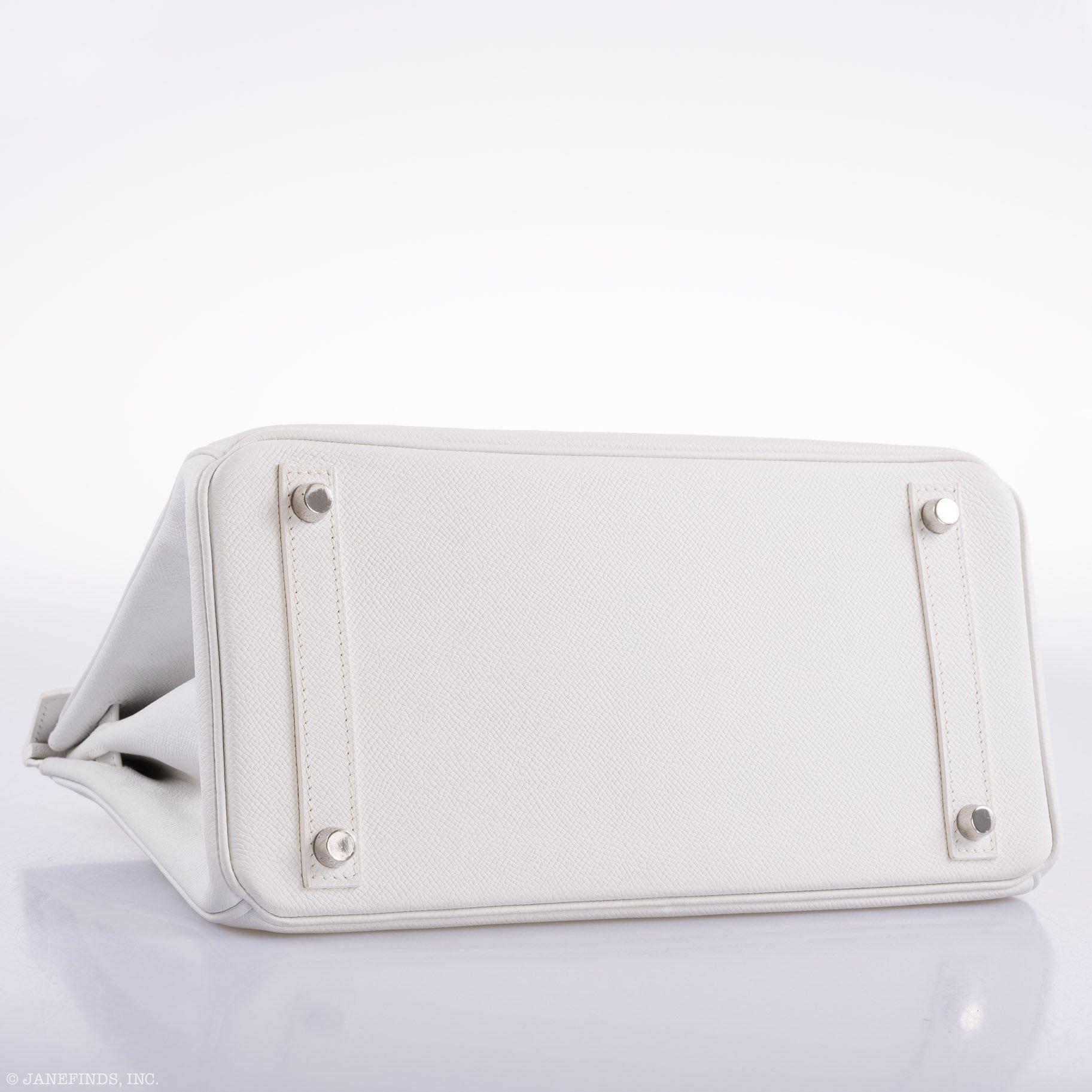 Vintage Hermes Birkin 30 White Epsom with Custom Feather Panel & Palladium Hardware - 2010, N Square