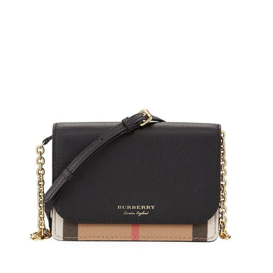 Hampshire House Check & Leather Crossbody Black