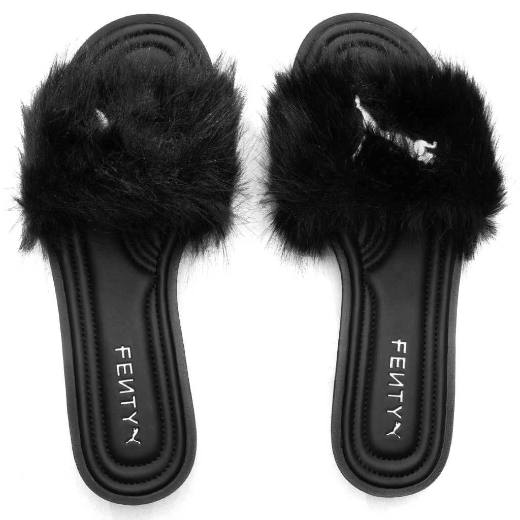 Puma x Fenty Women's Slide Chic Fur - Black/Silver